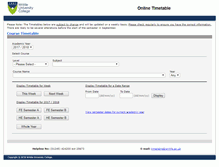 Tablet Screenshot of coursetimetable.writtle.ac.uk